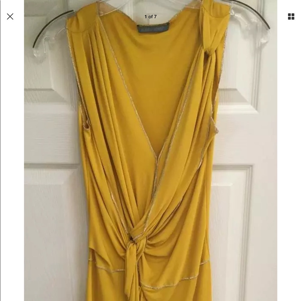 ALBERTA FERRETTI MUSTARD YELLOW/GOLD METALLIC TOP